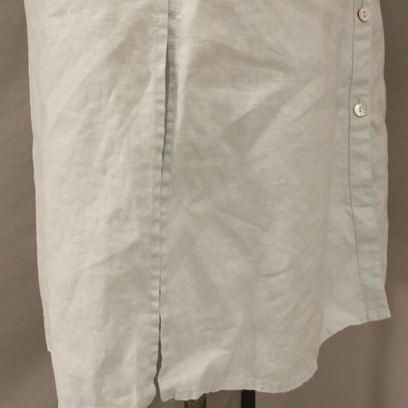 Linen Sheath Shirt Dress Pale Blue 4P Sleeveless Pastel Cool Color Natural Fabri - Picture 4 of 11